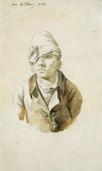 Auto-retrato com boné e tapa-olho, 8 de maio de 1802 (lápis, pincel e wc sobre papel)